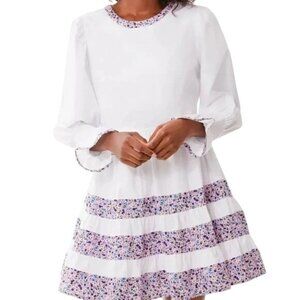 Tuckernuck Pomander Place Fran Floral Trim Ruffle Fit Flare Dress Womens XSmall
